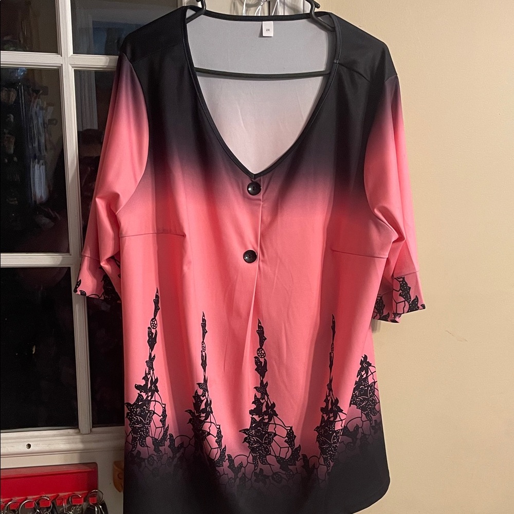 Elegant Pink and Black Women's Top